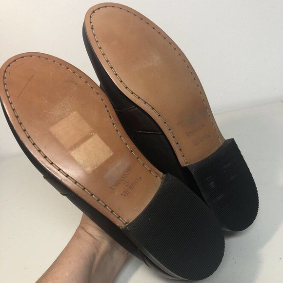 Johnston & Murphy Men’s Leather Loafers Shoe Size 9 Black Brown Slip On - Picture 7 of 8